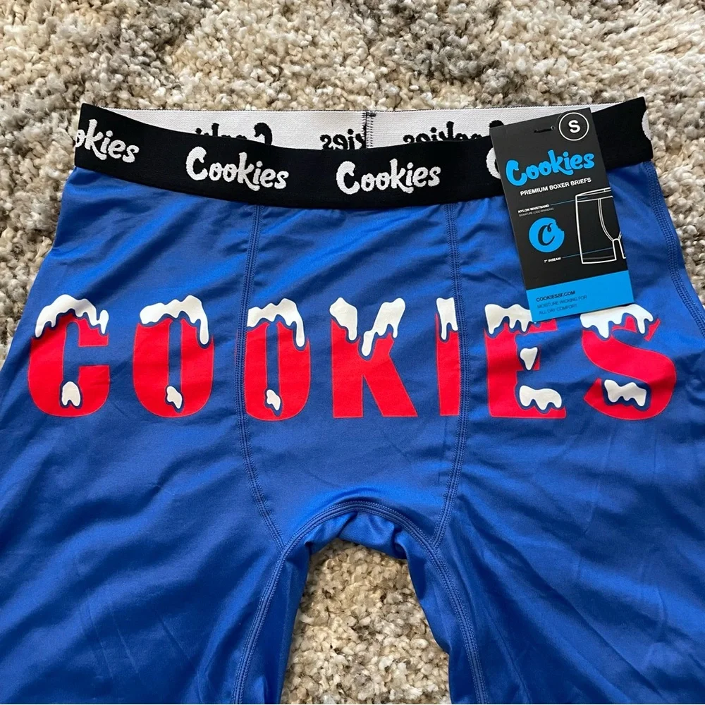 NWT Cookies Premium Boxer Briefs Moisture Wicking Stretch in Blue Size Small